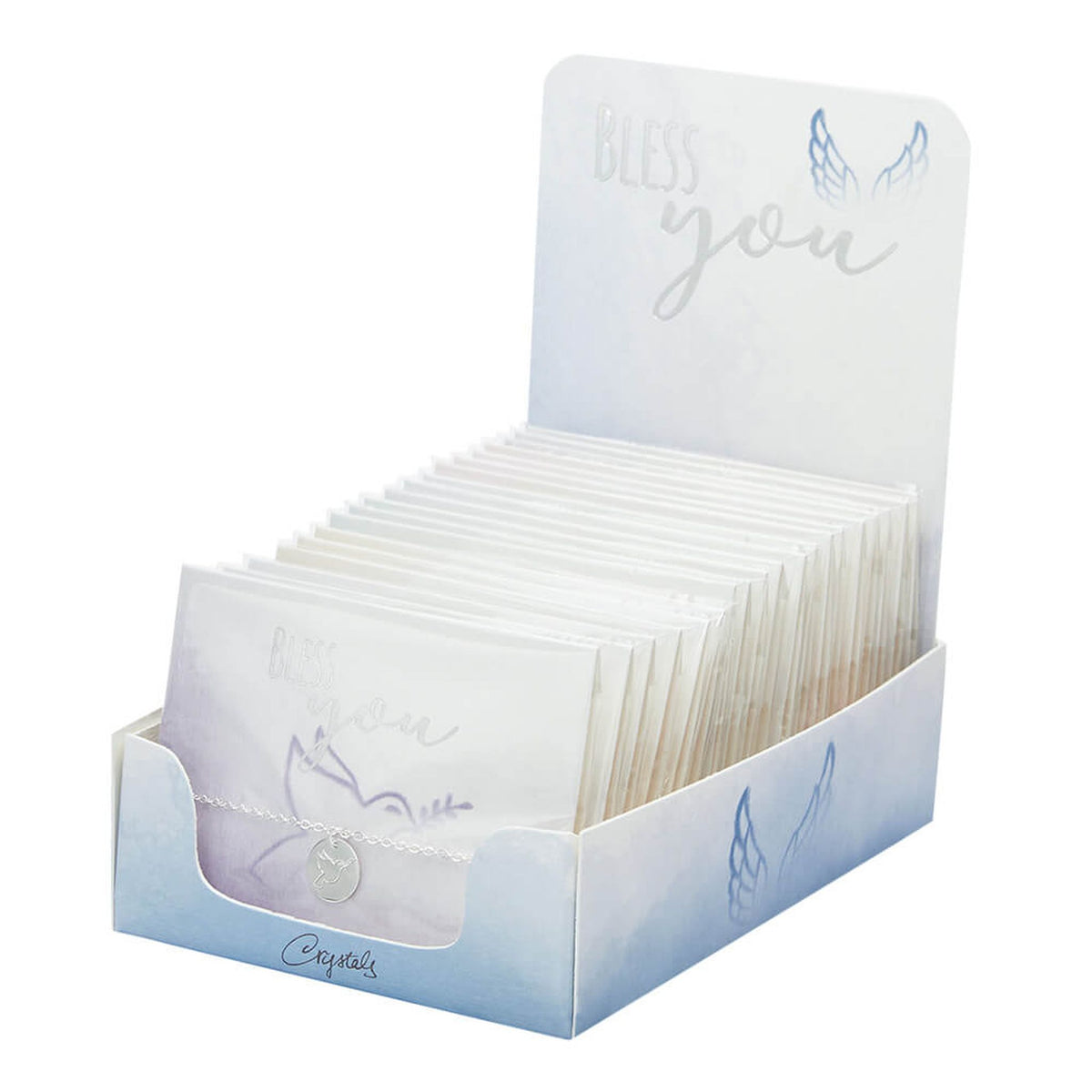 Armband "Bless you" Doppelter Engelsflügel versilbert