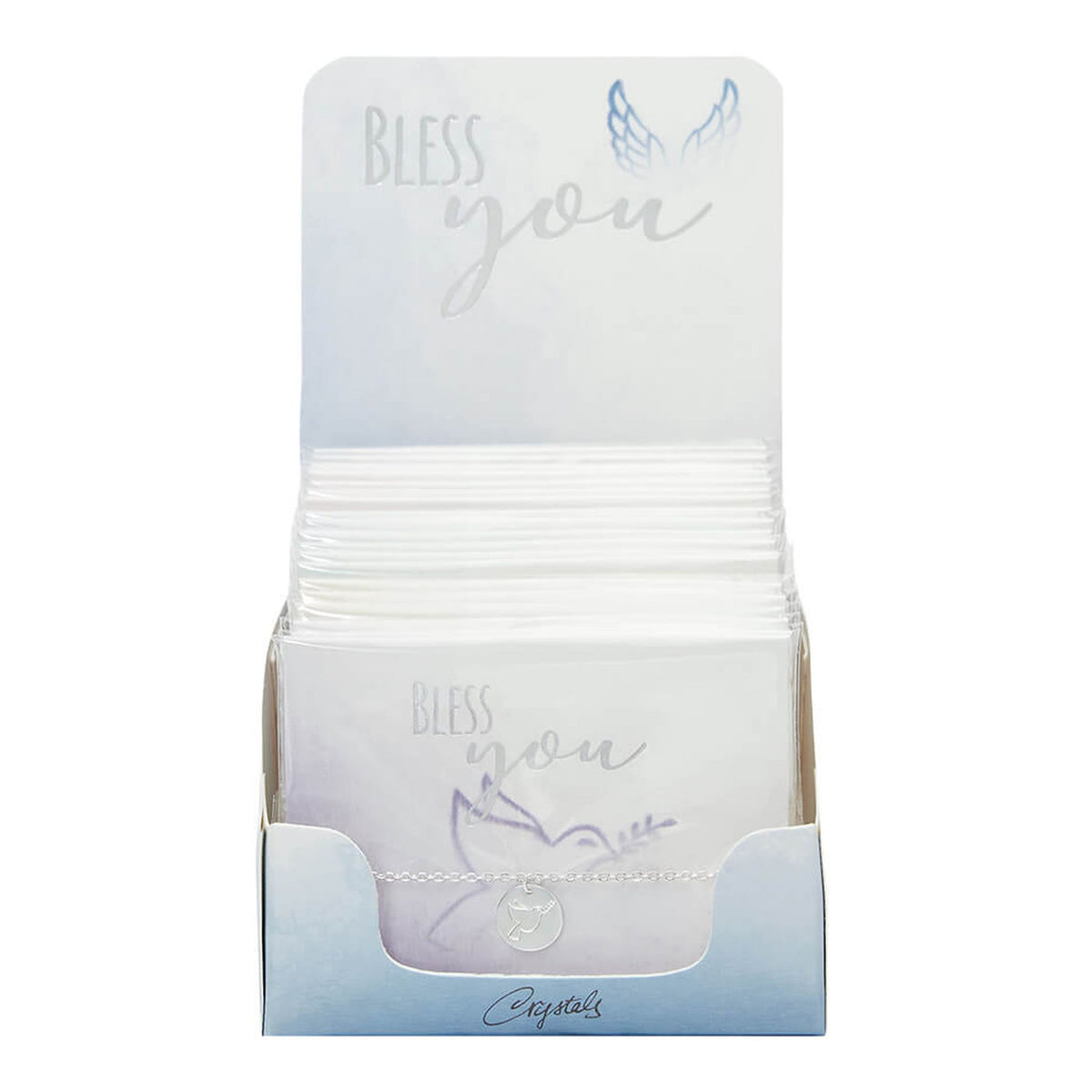 Armband "Bless you" Doppelter Engelsflügel versilbert