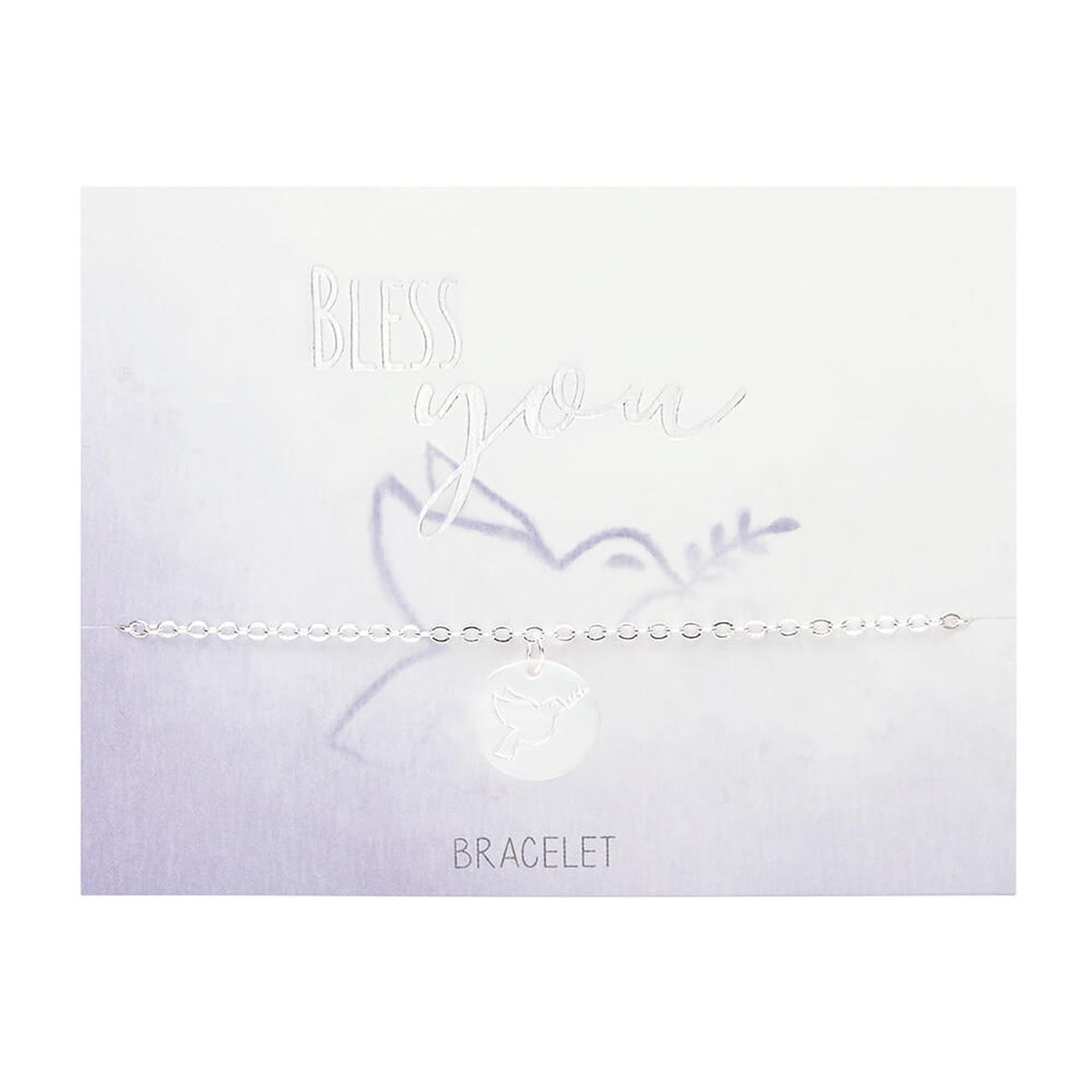 Armband "Bless you" Friedenstaube versilbert