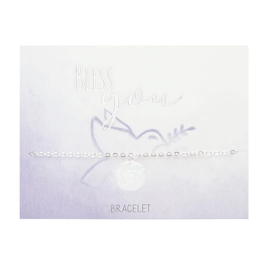 Armband "Bless you" Friedenstaube versilbert