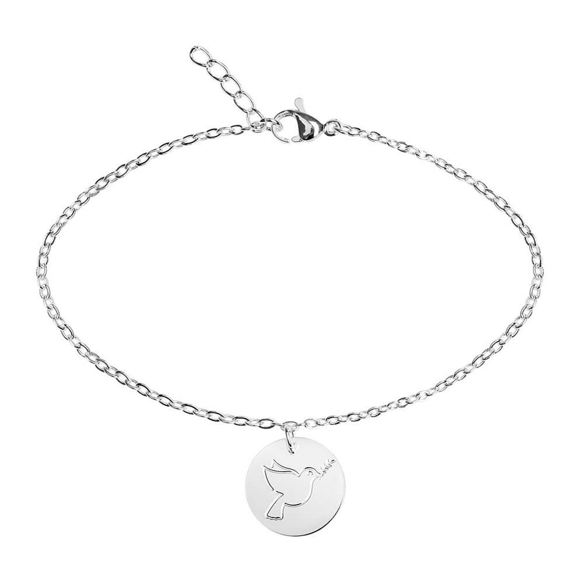 Armband "Bless you" Friedenstaube versilbert