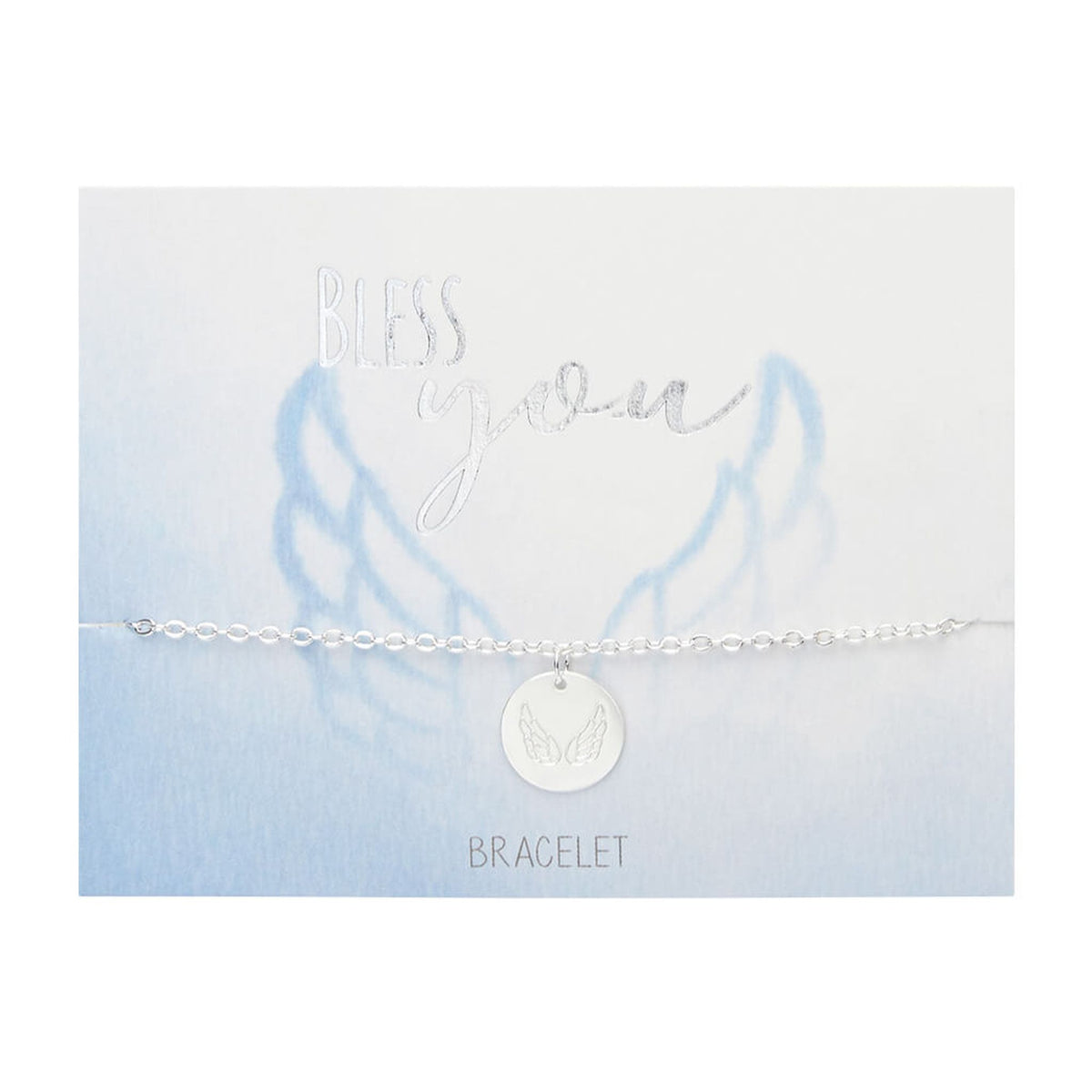 Armband "Bless you" Doppelter Engelsflügel versilbert