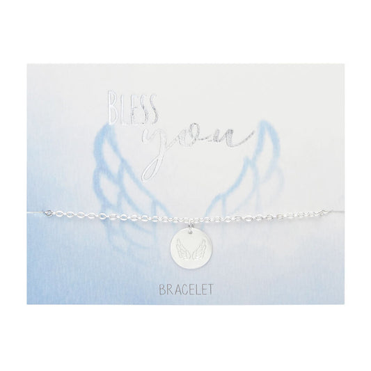 Armband "Bless you" Doppelter Engelsflügel versilbert
