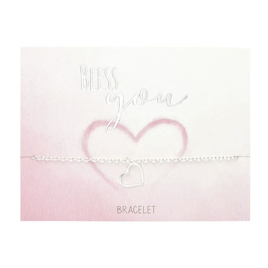 Armband "Bless you" Herz versilbert