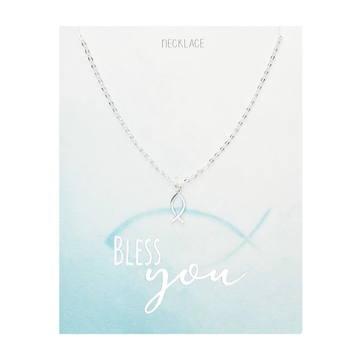 Halskette "Bless you" Fisch Edelstahl versilbert
