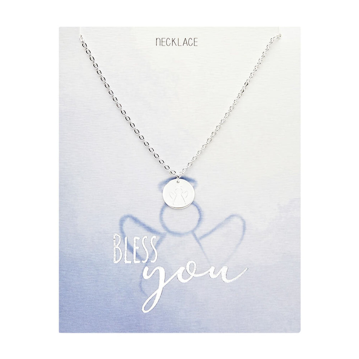 Halskette "Bless you" Schutzengel Edelstahl versilbert