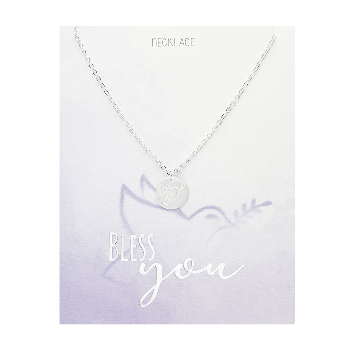 Halskette "Bless you" Friedenstaube Edelstahl versilbert