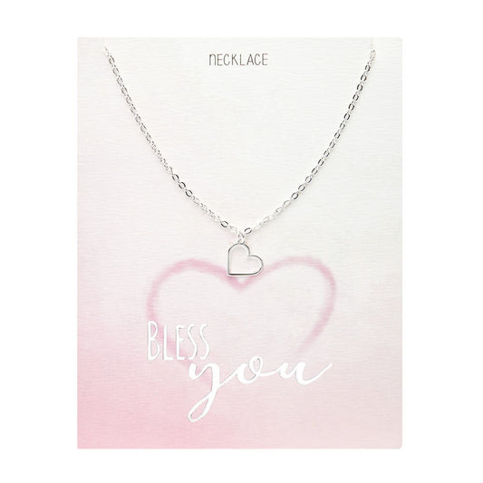 Halskette "Bless you" Herz Edelstahl versilbert