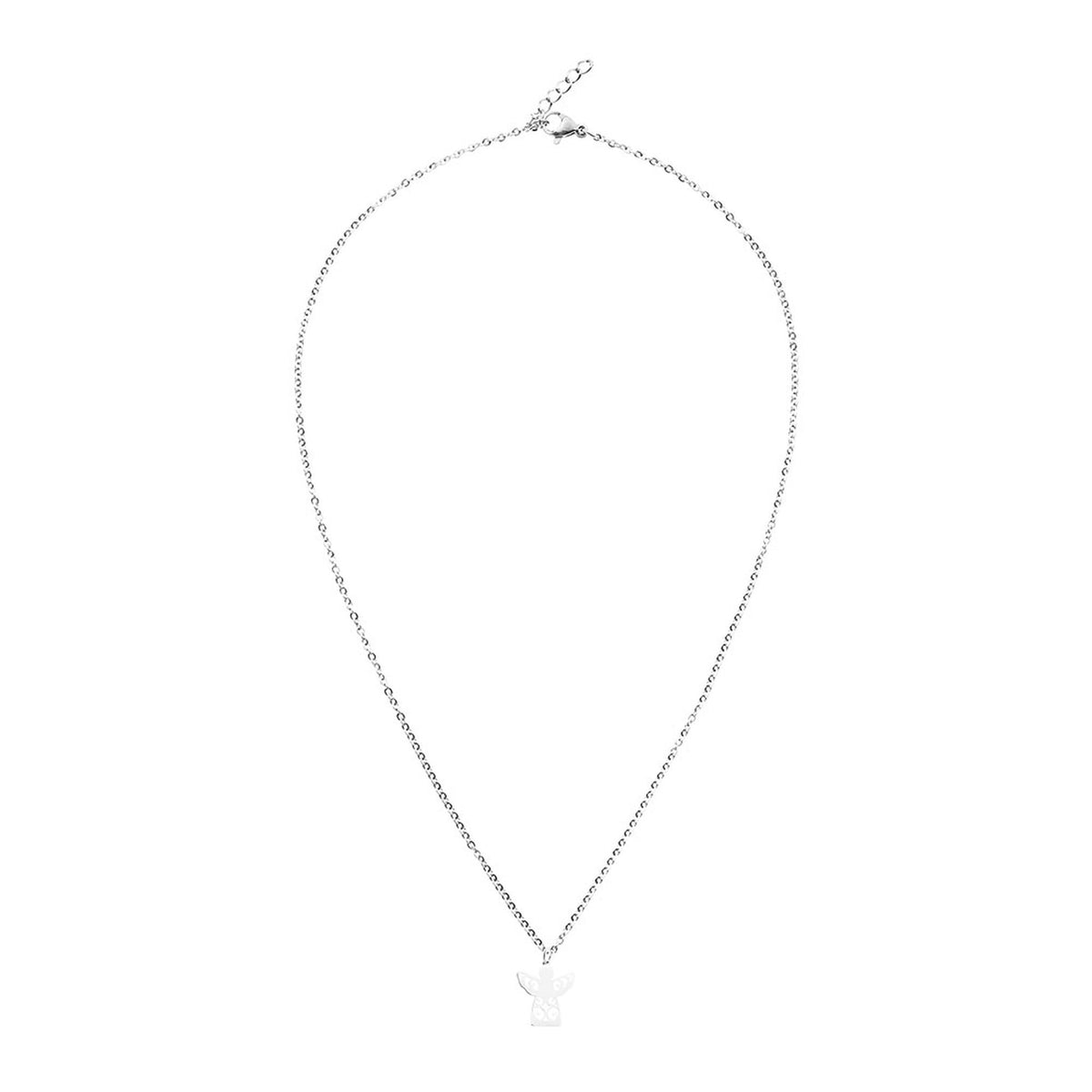 Halskette mit Schutzengel Edelstahl versilbert