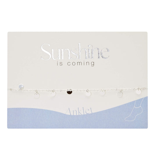 Fußkettchen "Sunshine is coming" versilbert - mit Plättchen
