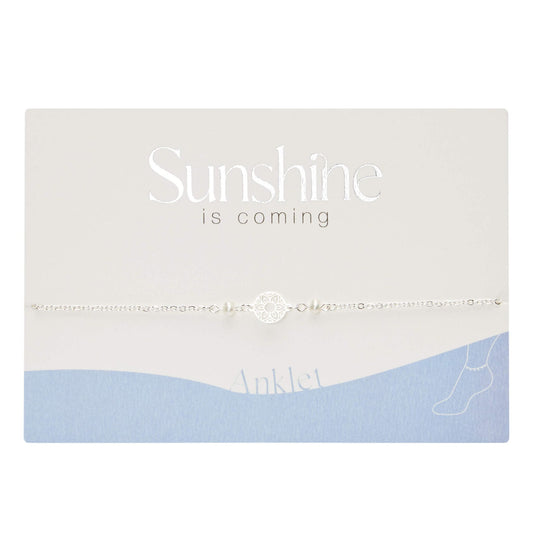 Fußkettchen "Sunshine is coming" versilbert - Süßwasserzuchtperle - Mandala der Liebe