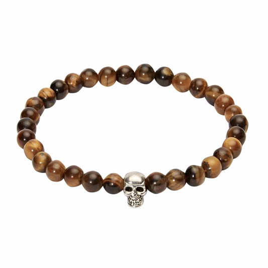 Herrenarmband "Viro" Tigerauge - Totenkopf