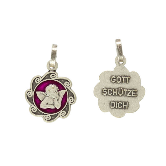 Kettenanhänger "Schutzengel Gott schütze dich" Oxydiert rot 1,5 cm
