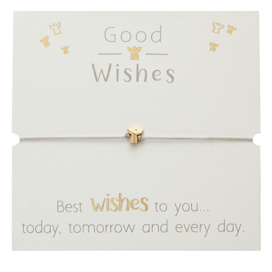 Armband-Wunscherfüller Schutzengel "Good Wishes" vergoldet Band grau