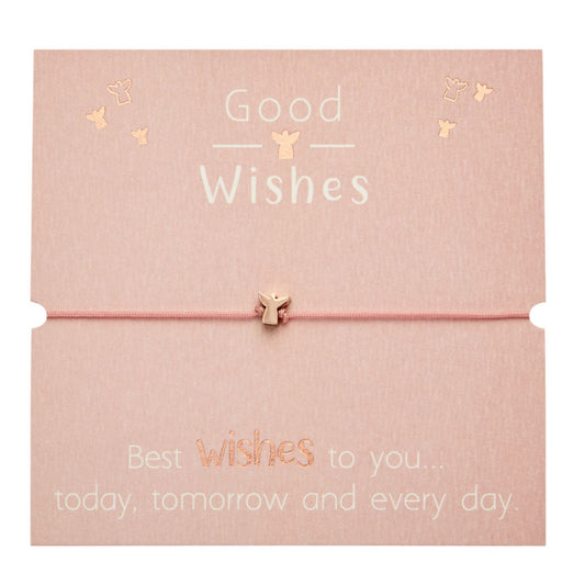 Armband-Wunscherfüller Schutzengel "Good Wishes" rosévergoldet Band altrose