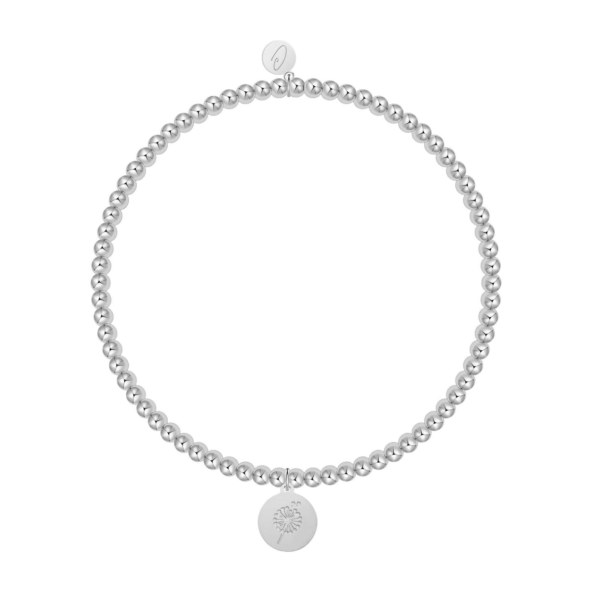Kugelarmband "Love your life" versilbert Pusteblume