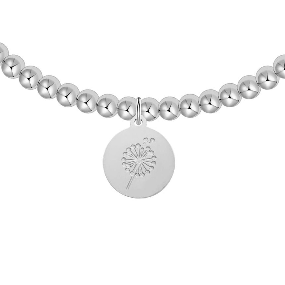 Kugelarmband "Love your life" versilbert Pusteblume