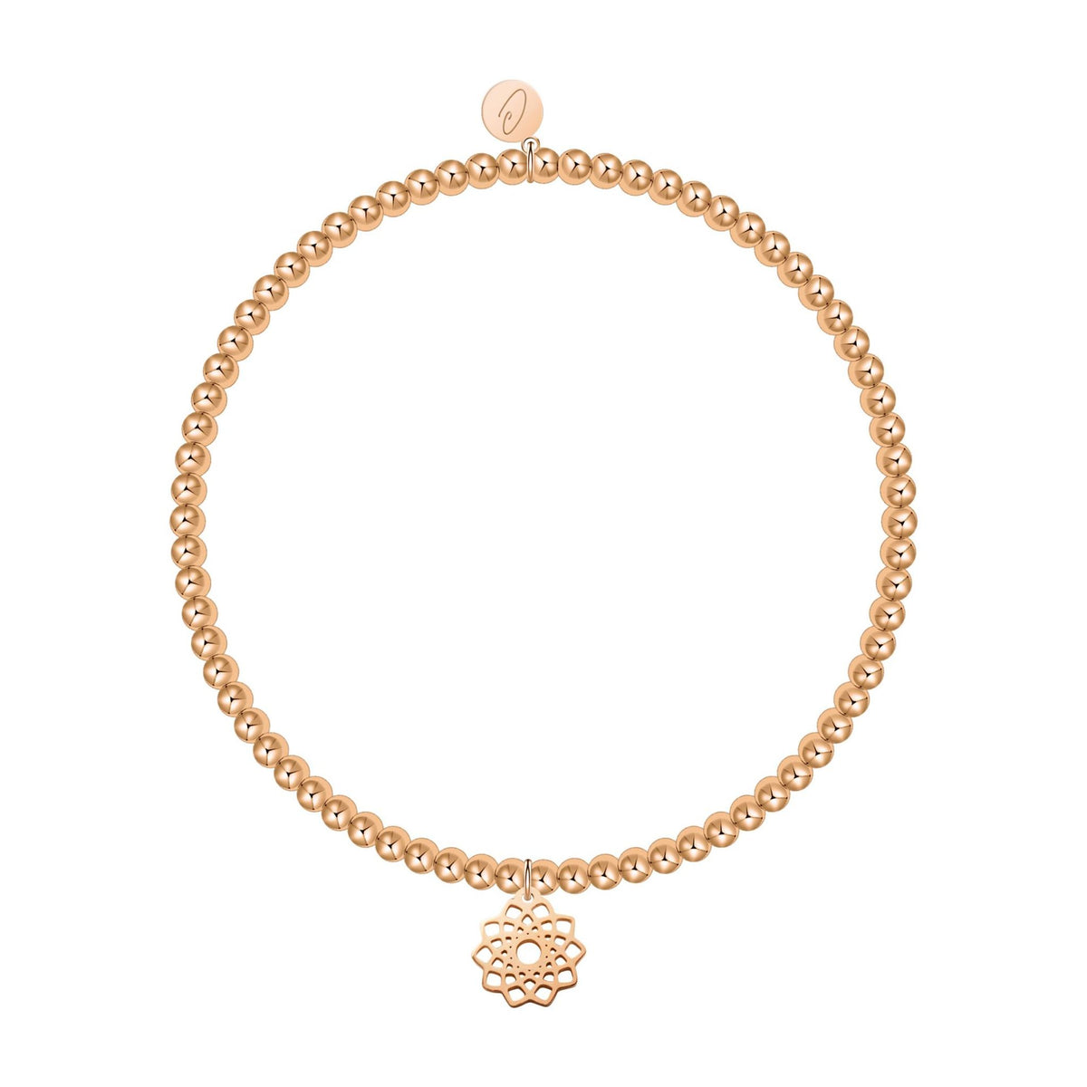 Kugelarmband "Love your life" rosévergoldet Blüte