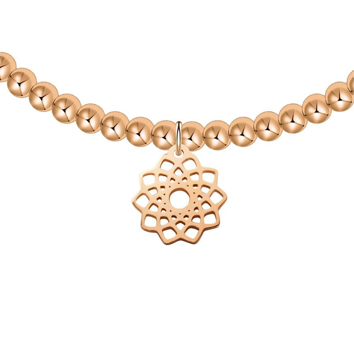 Kugelarmband "Love your life" rosévergoldet Blüte