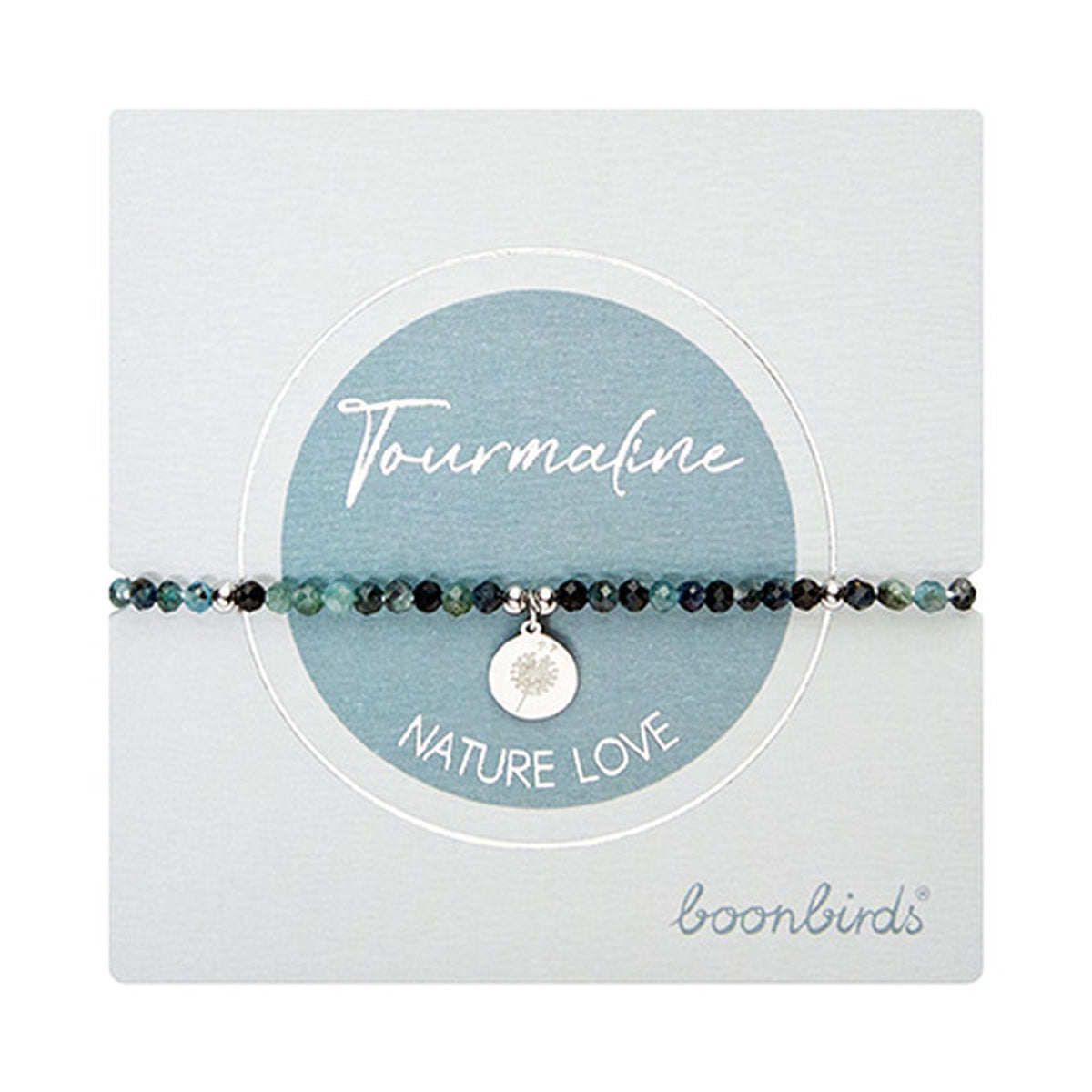 Armband "nature love" blauer Turmalin Edelstahl Pusteblume