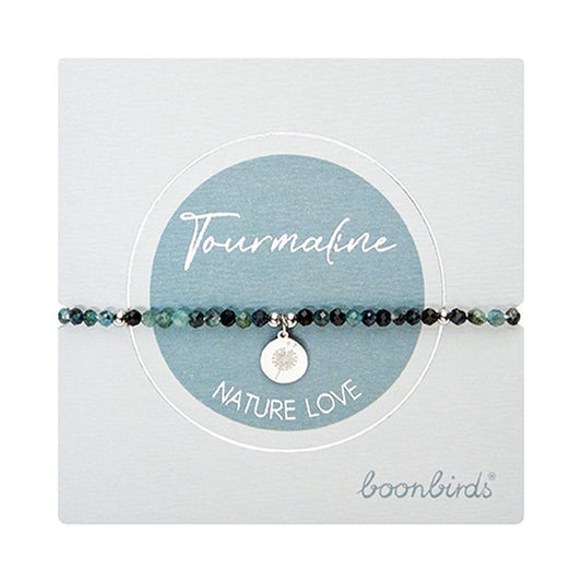 Armband "nature love" blauer Turmalin Edelstahl Pusteblume