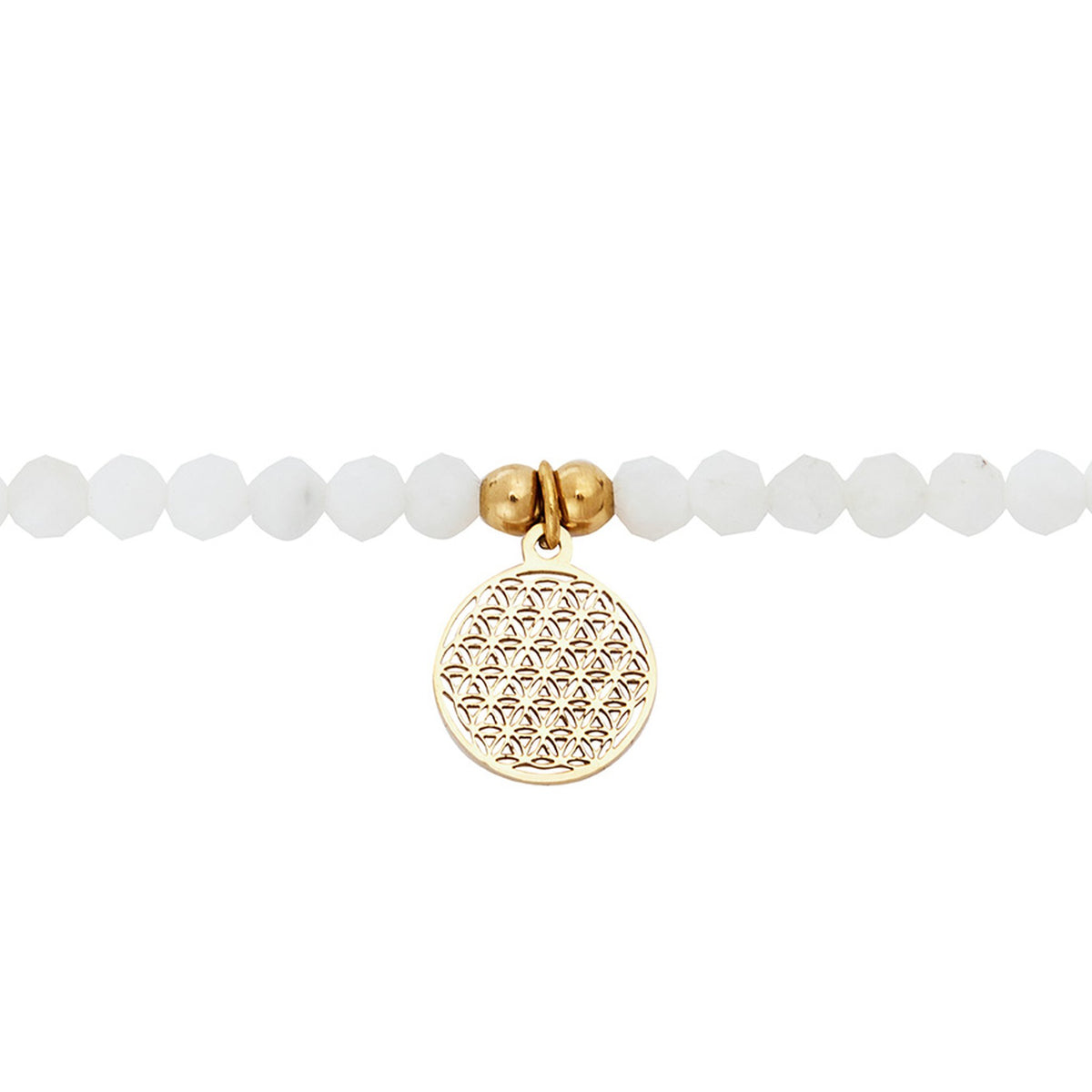 Armband "nature love" Mondstein vergoldet Blume des Lebens