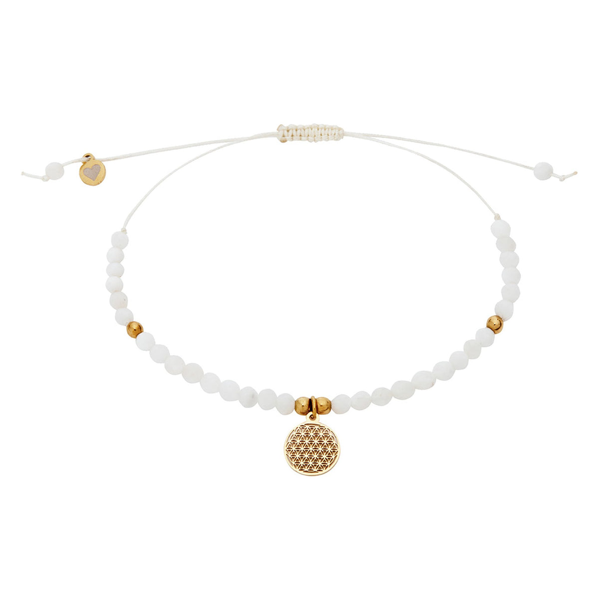 Armband "nature love" Mondstein vergoldet Blume des Lebens