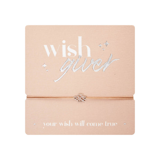 Armband "wish giver" Kleeblatt Edelstahl Band rosa