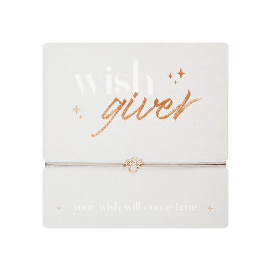 Armband "wish giver" Engel rosévergoldet Band grau