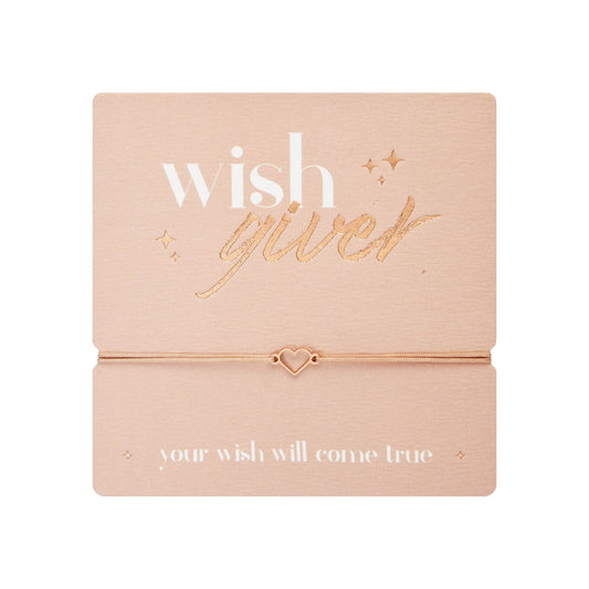 Armband "wish giver" Herz rosévergoldet Band creme