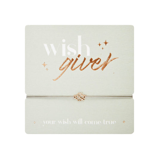 Armband "wish giver" Kleeblatt rosévergoldet Band Grau