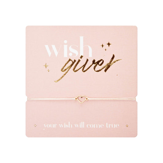 Armband "wish giver" Herz vergoldet Band Creme