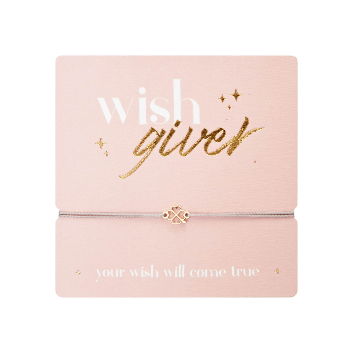 Armband "wish giver" Kleeblatt vergoldet Band Grau