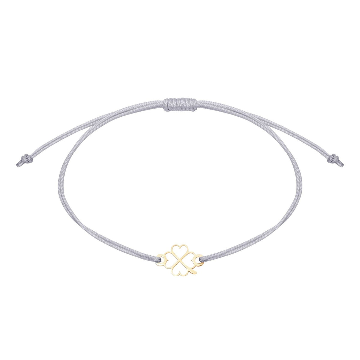 Armband "wish giver" Kleeblatt vergoldet Band Grau