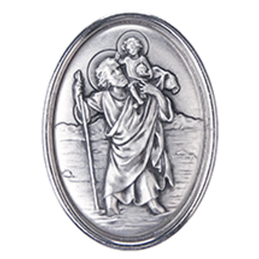 Autoplakette mit Christophorus-Motiv, oval