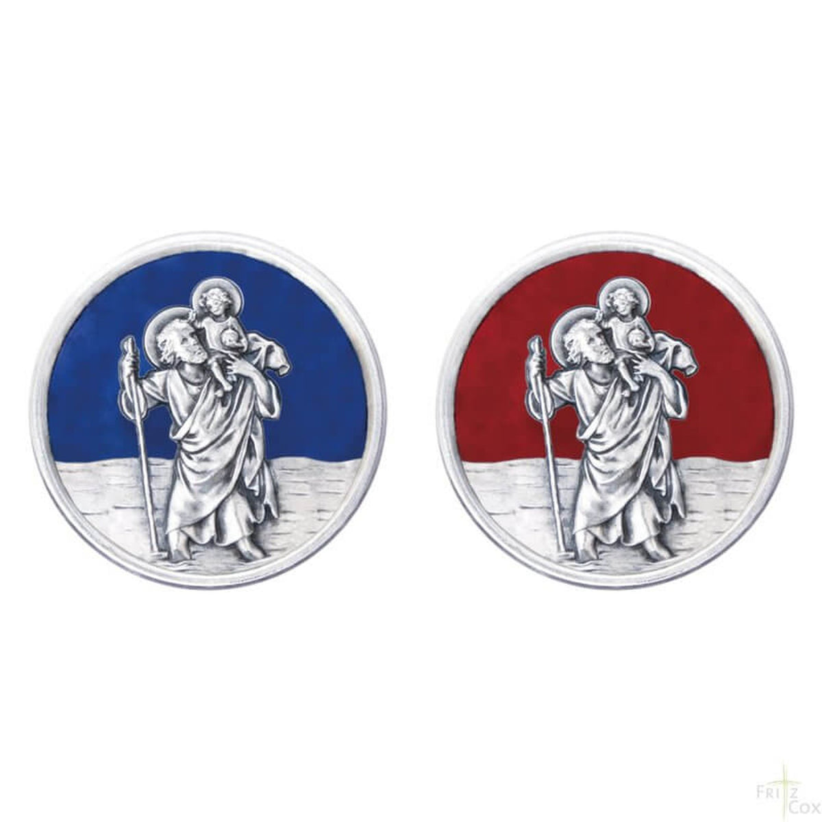 Autoplakette mit Christophorus-Motiv, emailliert Rot