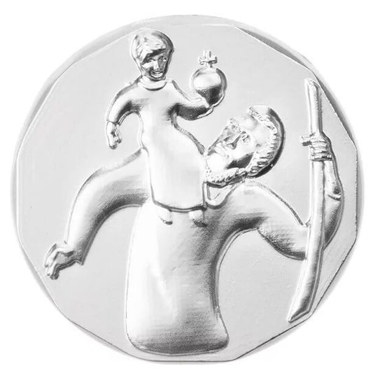 Autoplakette mit Christophorus-Motiv modern mit Diamantenschliff-Rand 3 cm