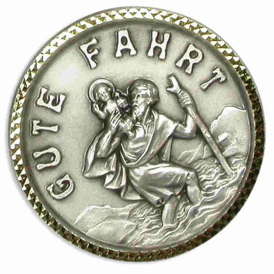 Autoplakette mit Christophorus-Motiv "Gute Fahrt" 3 cm