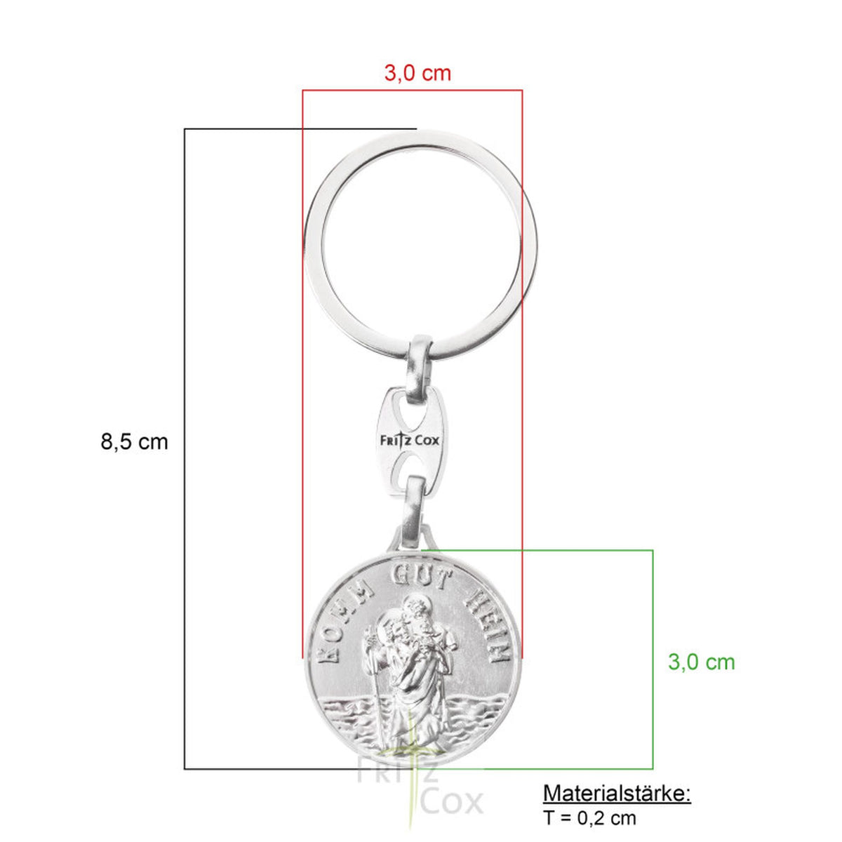 Schlüsselanhänger Christophorus "Komm gut Heim" 3 cm