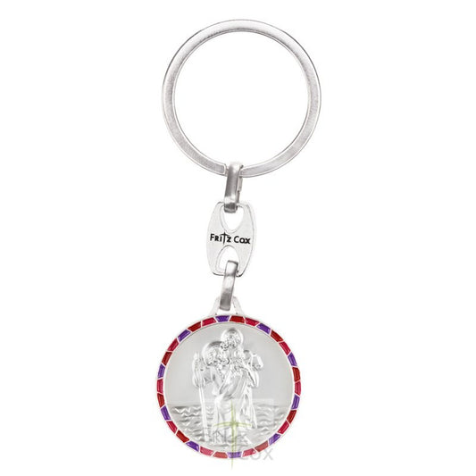 Schlüsselanhänger Christophorus Rot, Lila 3 cm