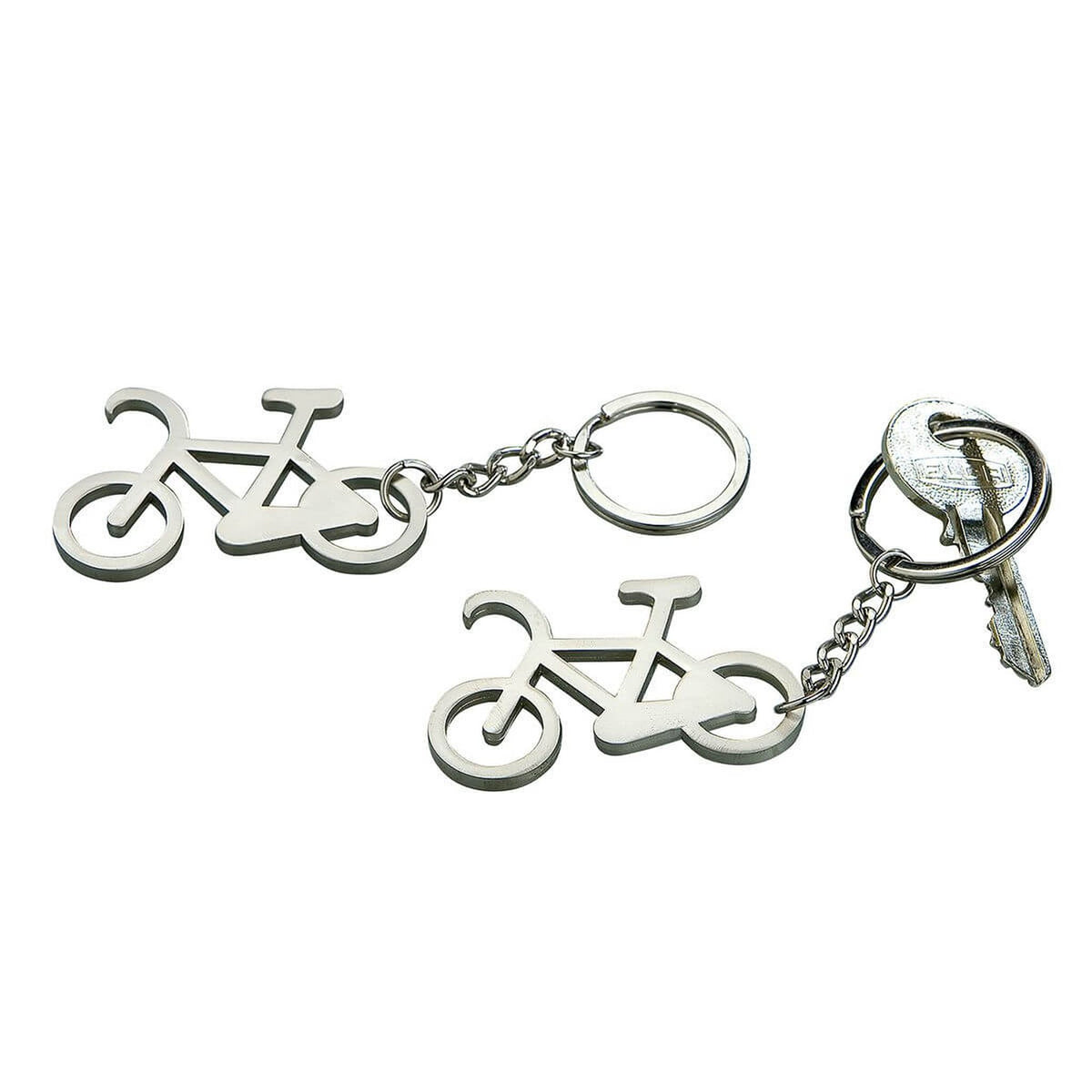Gilde Metall Schlüsselanhänger Bike mit Flaschenöffner silber