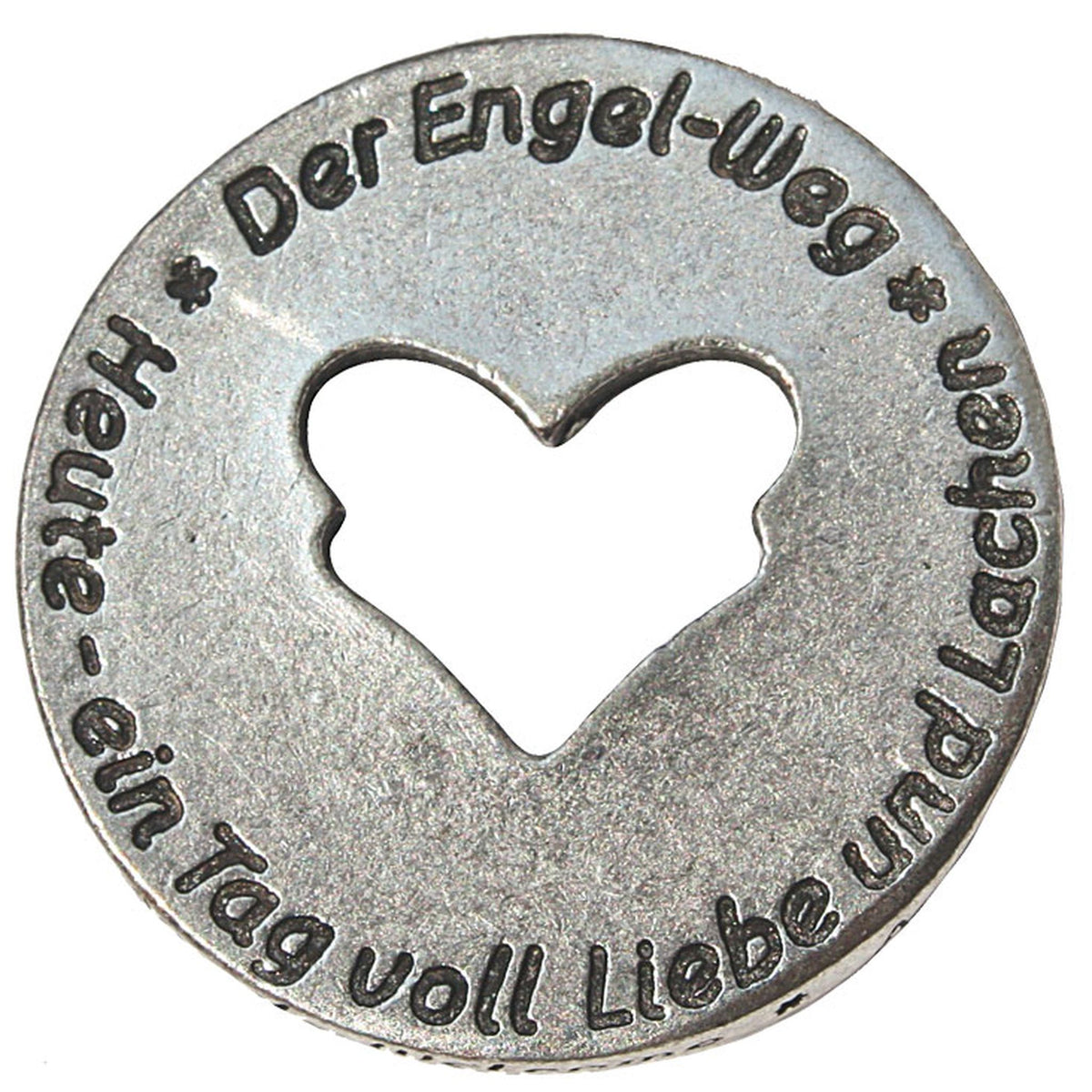 Engelsmünze "Heute - ein Tag voll Liebe und Lachen" versilbert