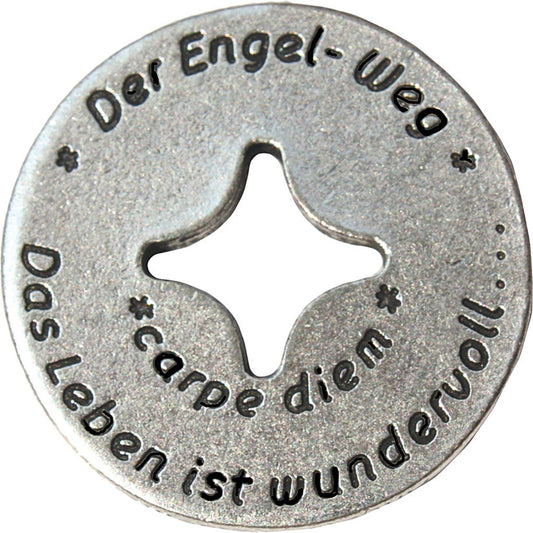Engelsmünze "Das Leben ist wundervoll *carpe diem*" versilbert