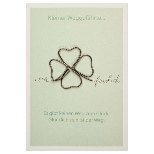 Drahtfigur mit Geschenkkarte - "Kleiner Weggefährte" - Kleeblatt
