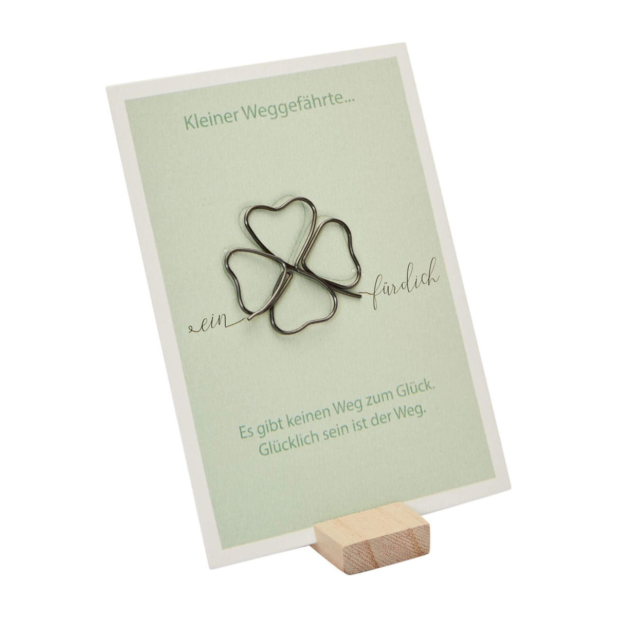 Drahtfigur mit Geschenkkarte - "Kleiner Weggefährte" - Kleeblatt