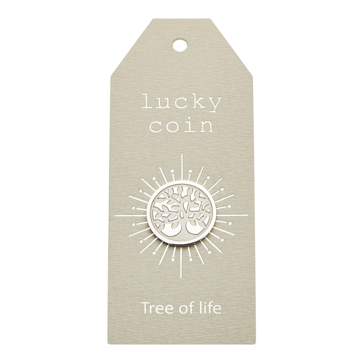 Glücksmünze / Einkaufswagenchip "lucky coin" Baum des Lebens Edelstahl