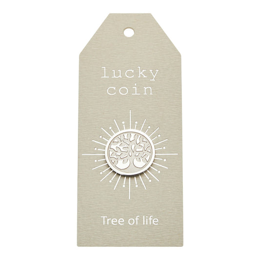 Glücksmünze / Einkaufswagenchip "lucky coin" Baum des Lebens Edelstahl