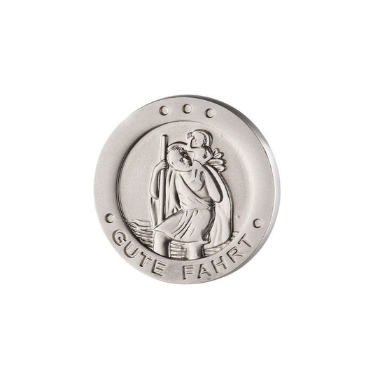 Autoplakette mit Christophorus-Motiv "Gute Fahrt" mit Selbstklebeband 3 cm