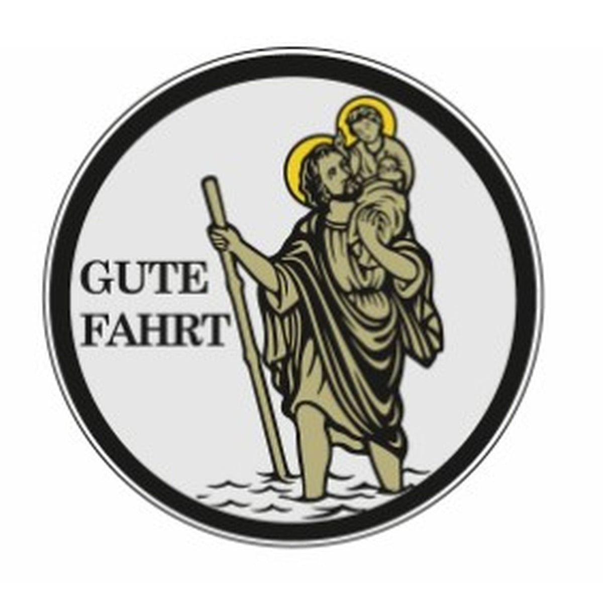 Christophorus-Plakette zum Kleben "Gute Fahrt" bronze 3,5 cm