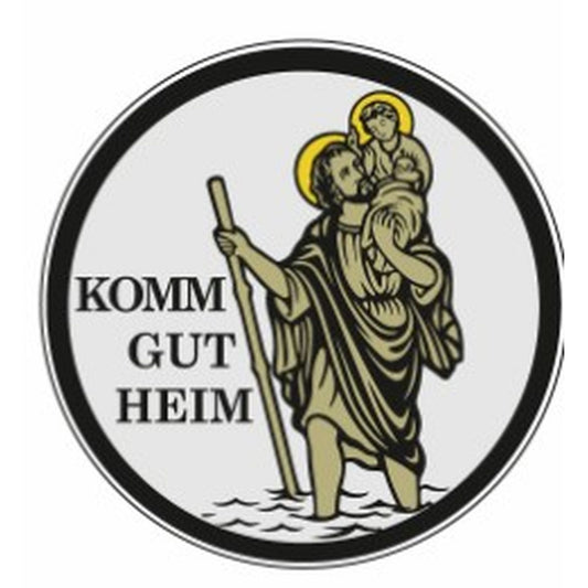 Christophorus-Plakette zum Kleben "Komm gut heim" bronze 3,5 cm